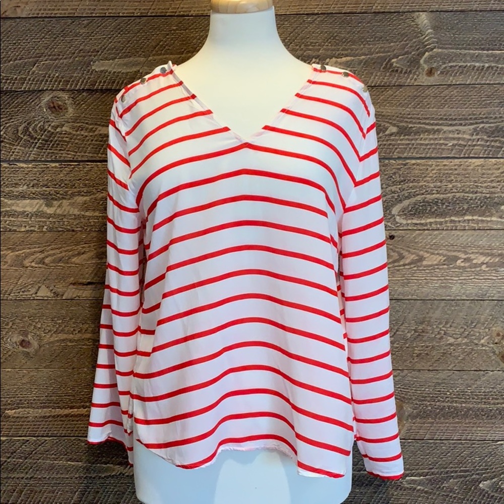 Ann Taylor | Nautical Red/White Stripped Blouse